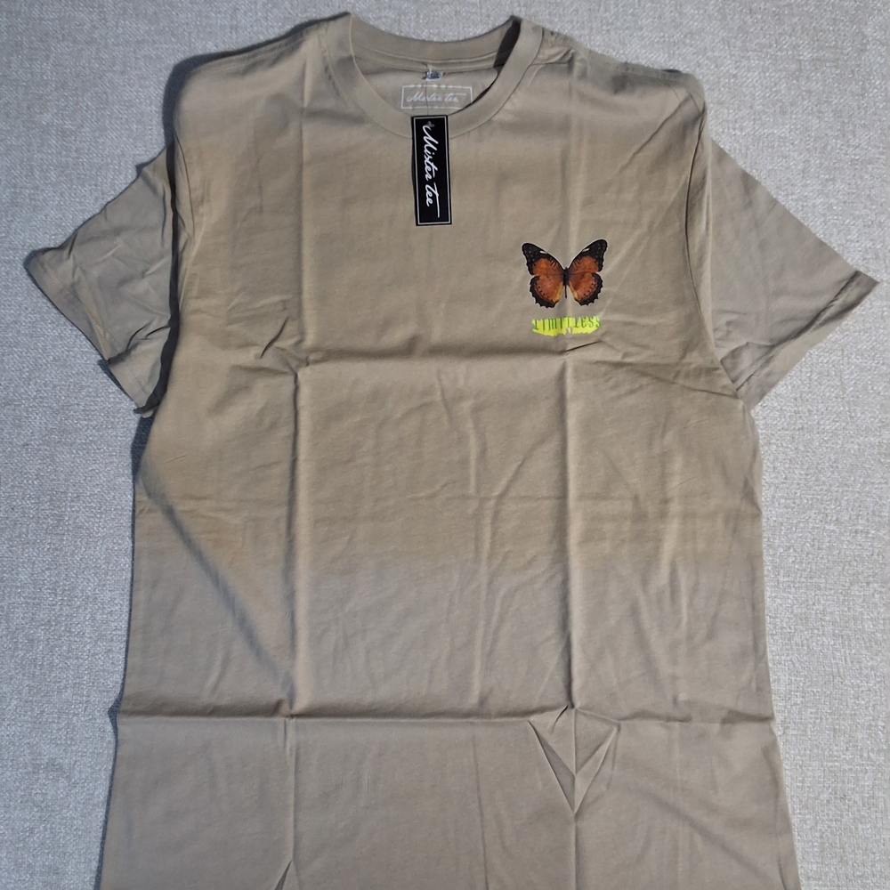 Mister Tee Mens Butterfly Beige Shirt XL